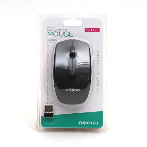 OM229B- OMEGA MOUSE WIRELESS 1200DPI 2,4GHz OM229 USB NANO BLACK